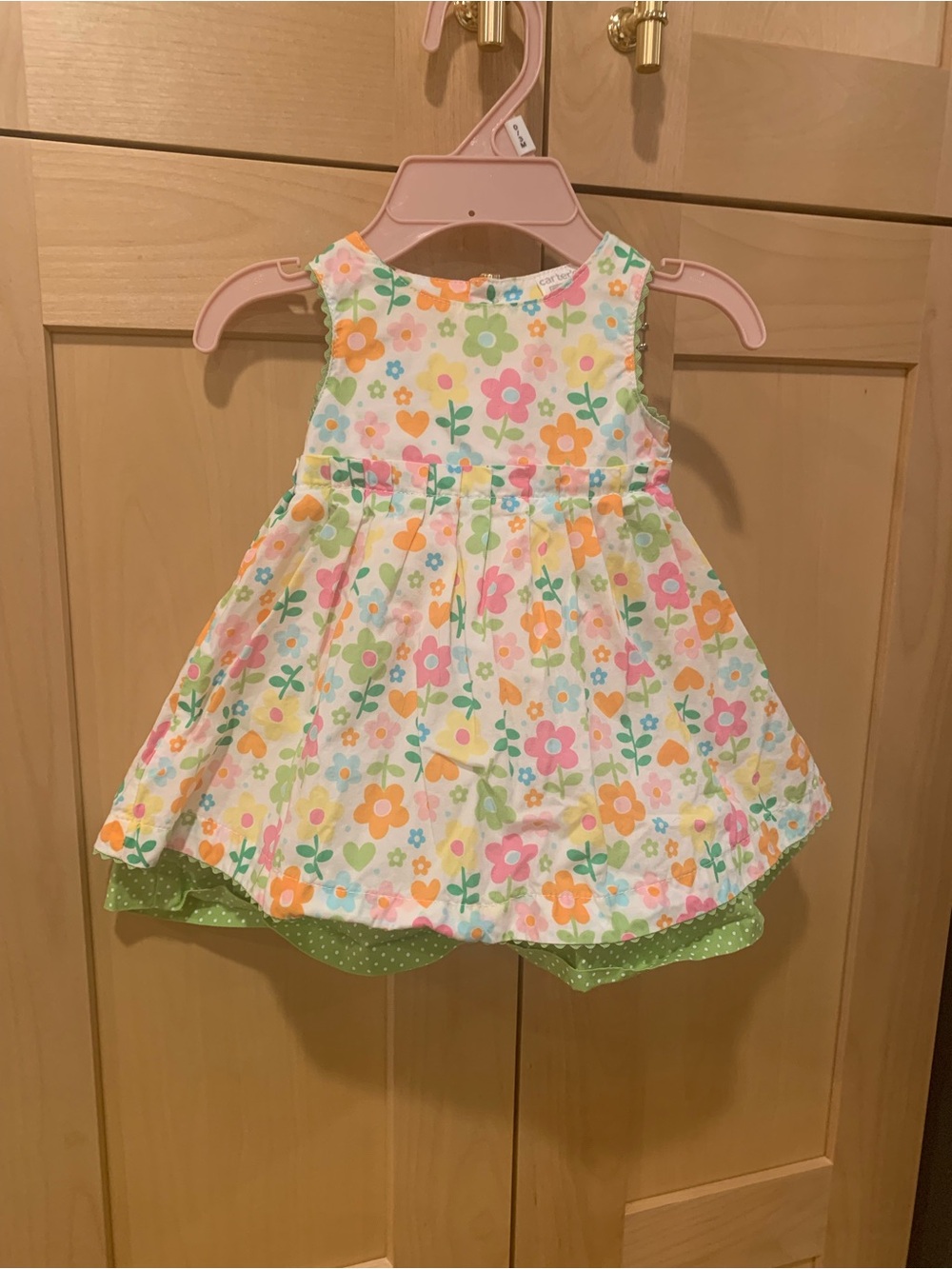 Carter Cotton White Floral Dress with Pink, Orange, Yellow and Green Accents